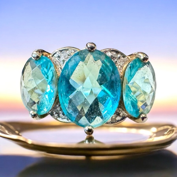 Ross Simons Blue Apatite 18kt Gold/Sterling Ring (7) - Picture 6 of 10